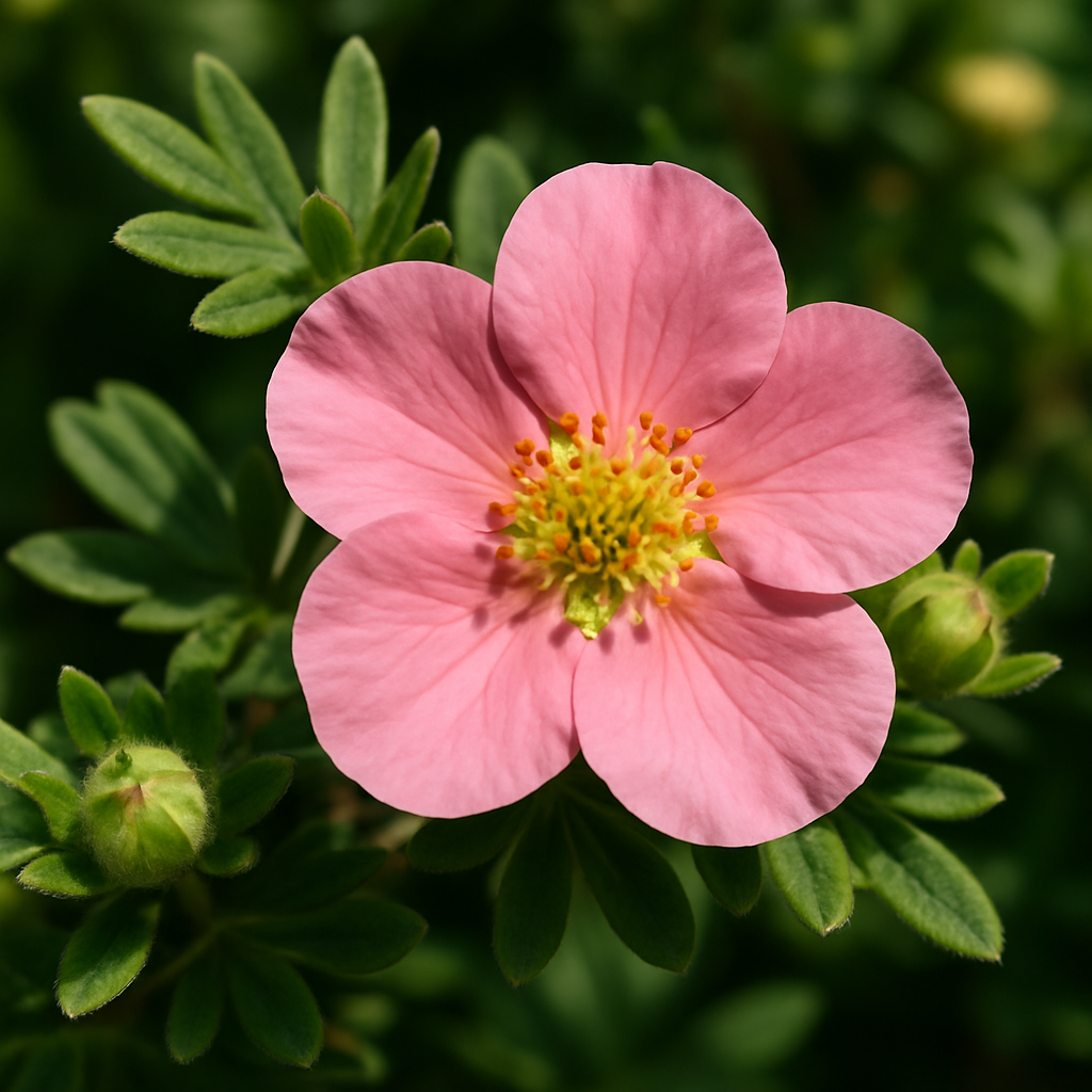 Potentila roze - Potentilla fruticosa Pink beauty detalj